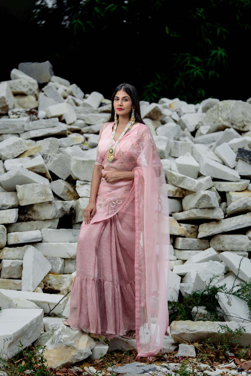 Manipur - Rose Pink Saree with Blouse – Anuthi Fashion