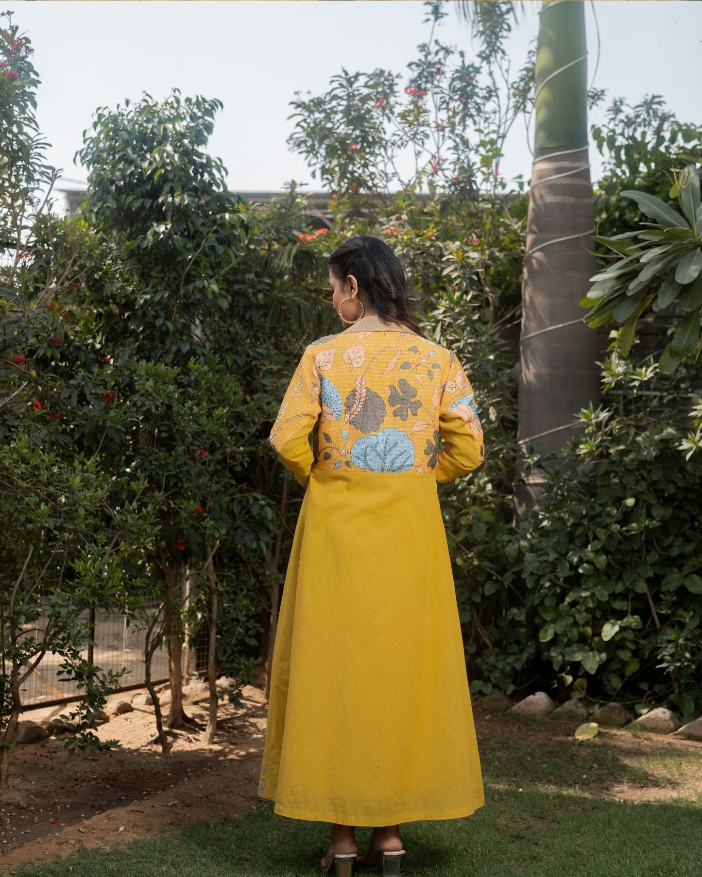 Iris - Yellow Embroidered Jacket Dress