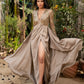 Dusk - Beige Gown Slit Dress