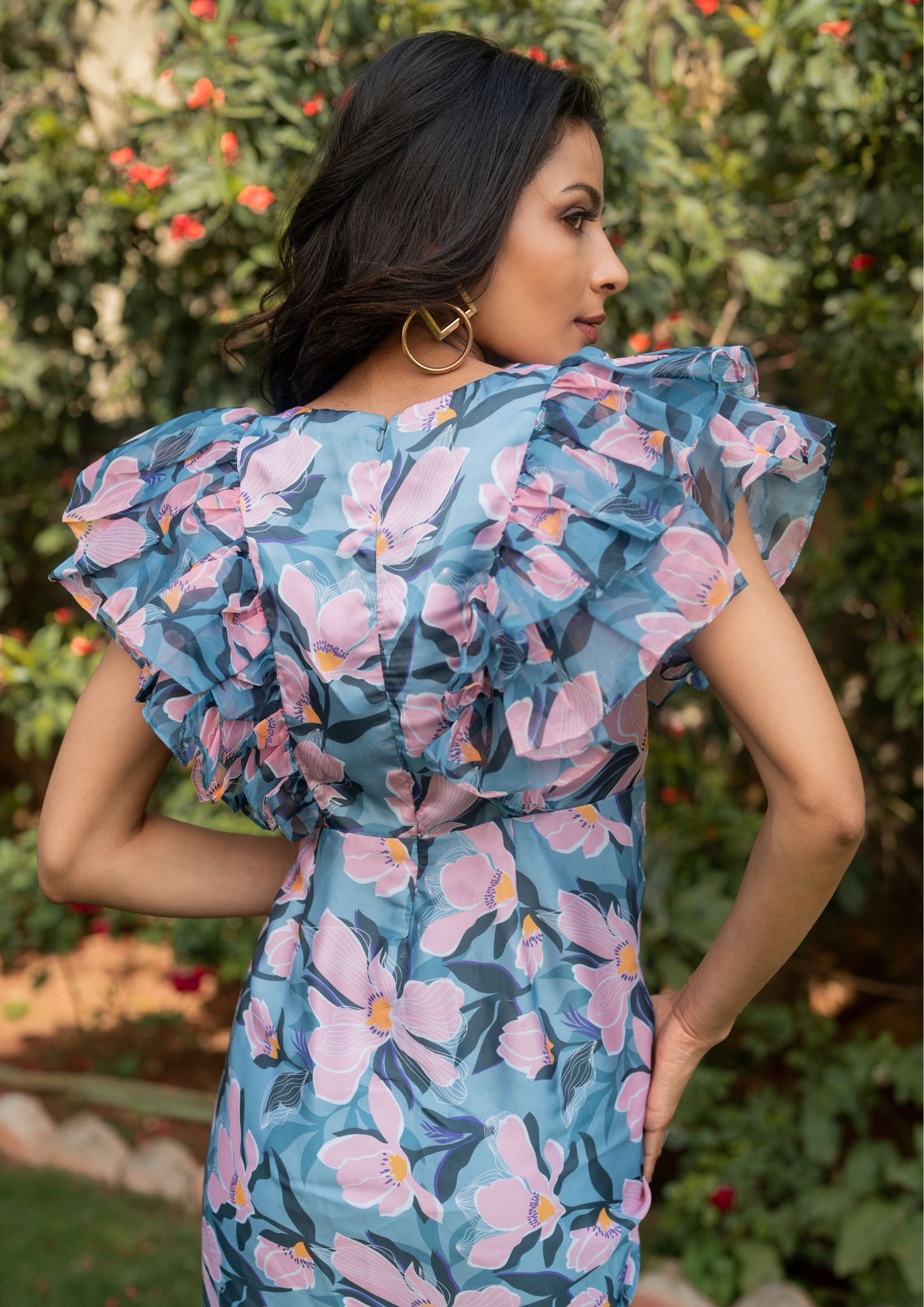 Magnolia - Floral Print Ruffled Dress