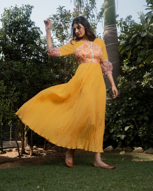 Rosehips - Yellow Embroidered Maxi Dress