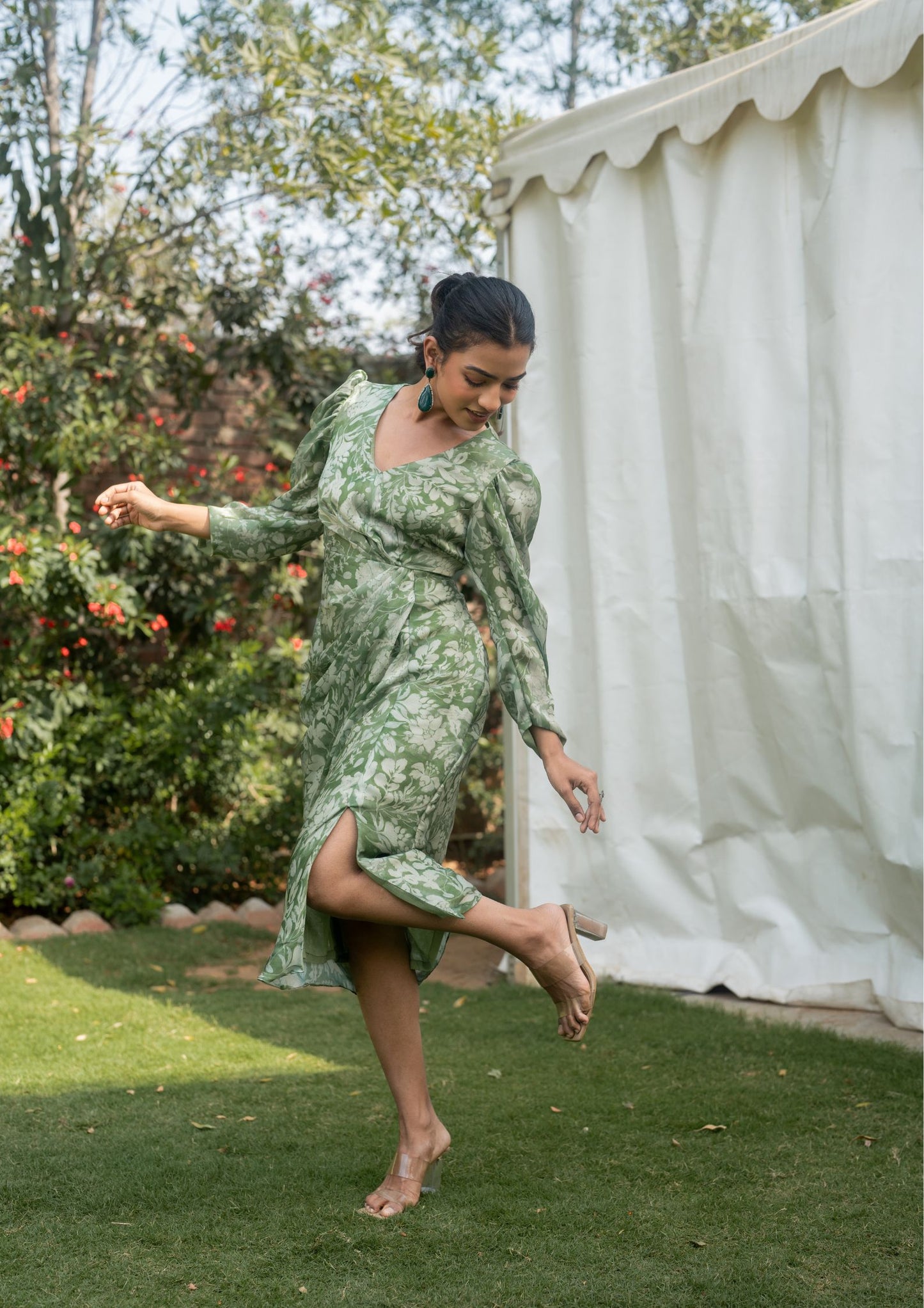 Tulip - Green Draped Dress