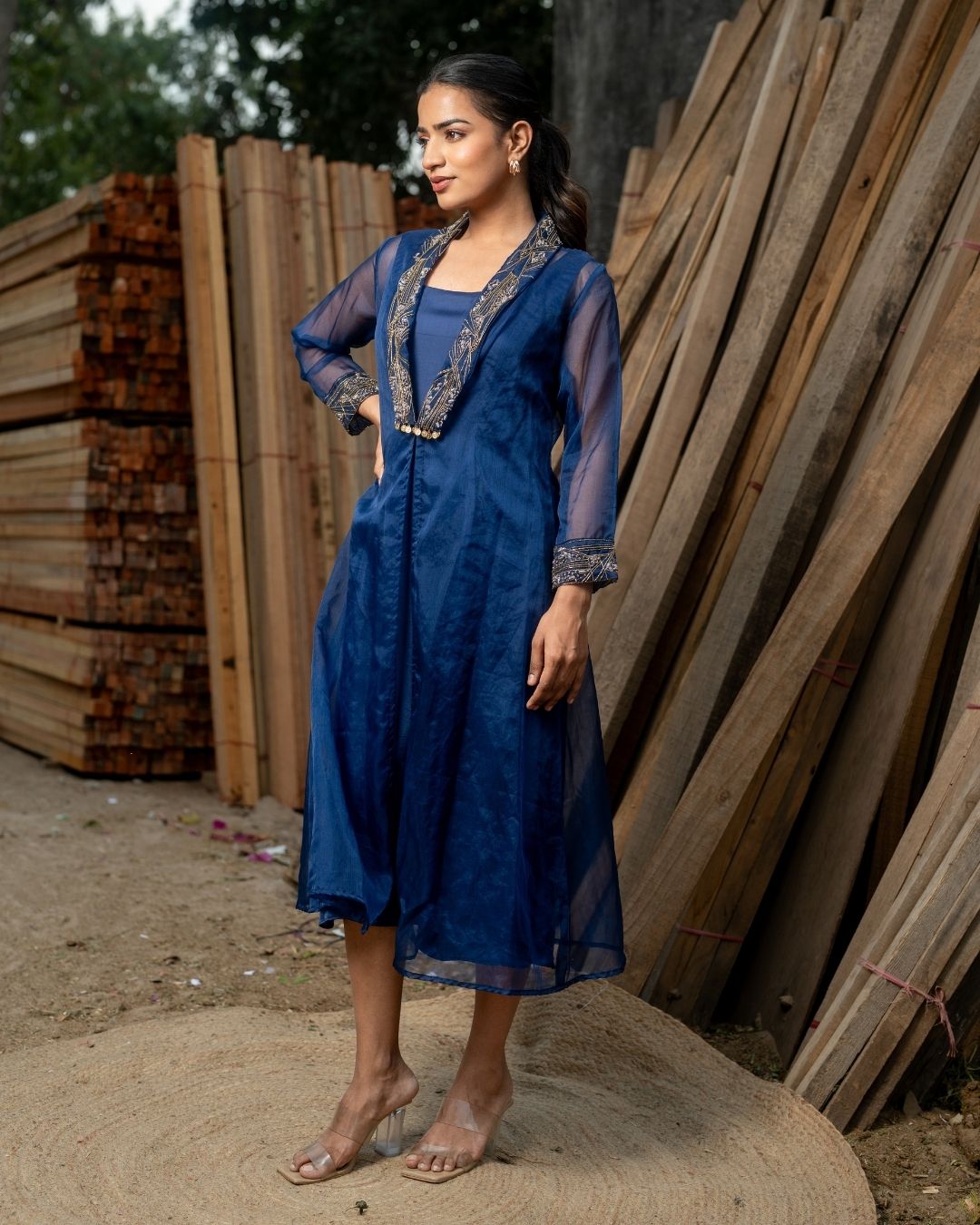 Jhankar - Blue Jacket with Maxi Dress