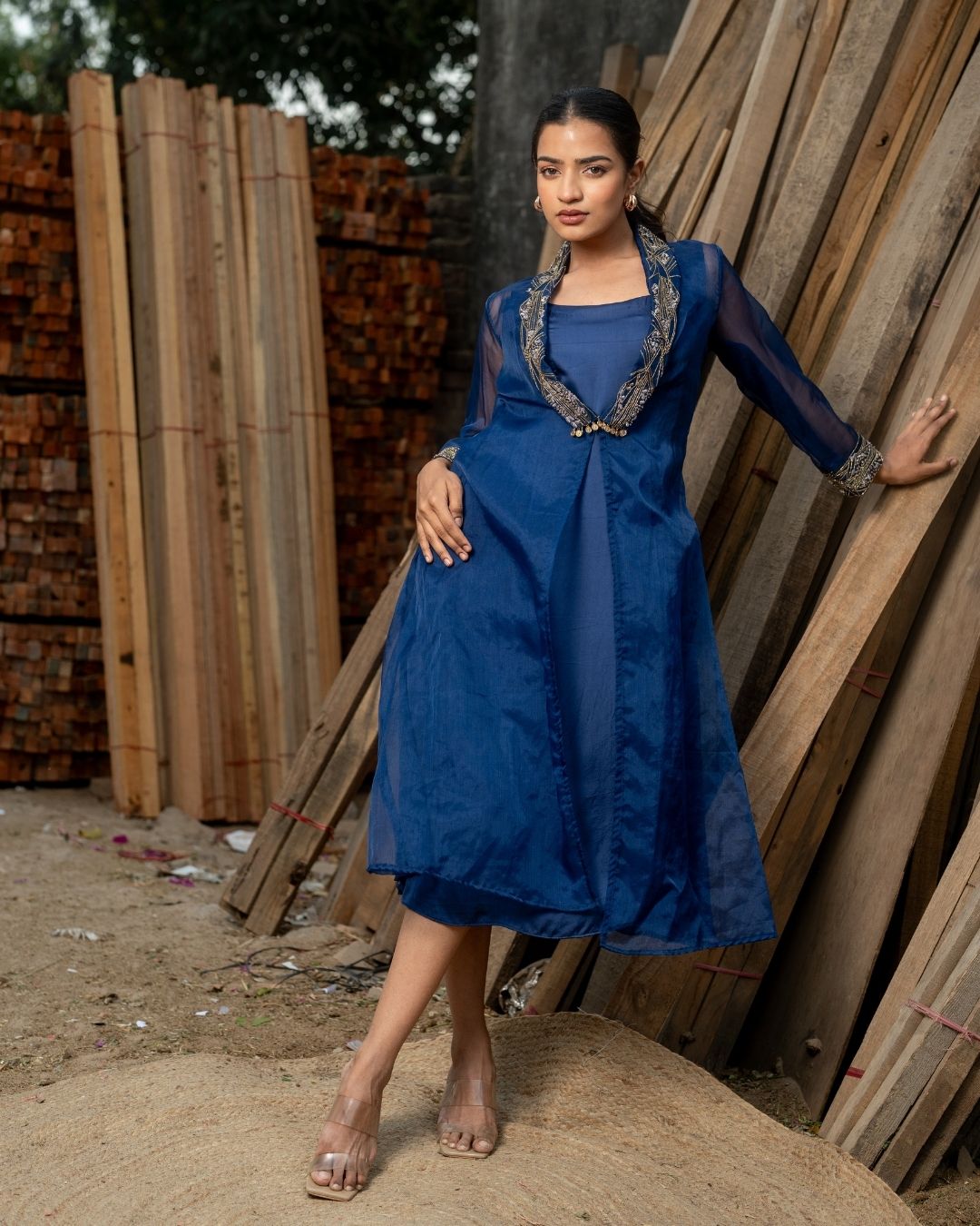 Jhankar - Blue Jacket with Maxi Dress