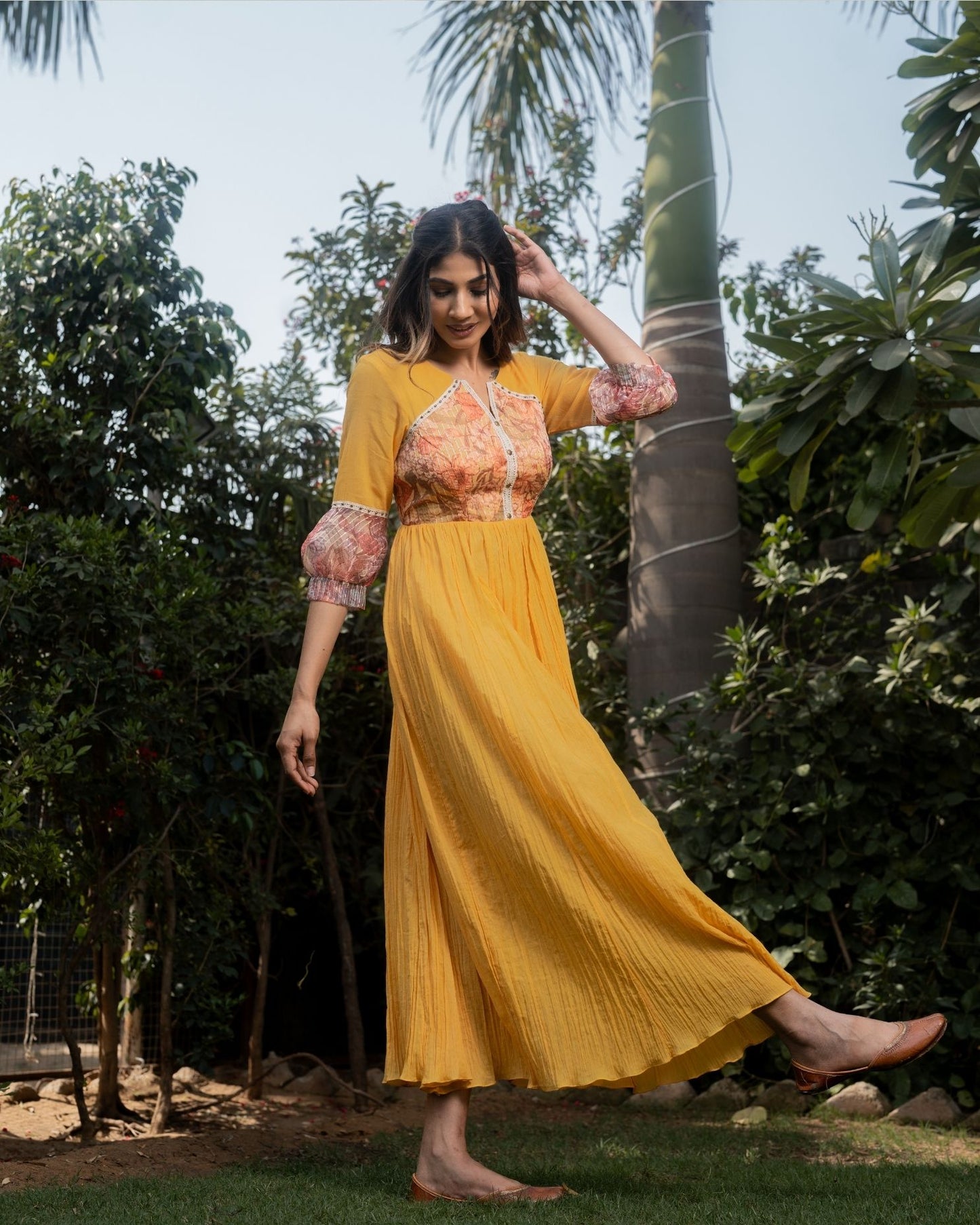 Rosehips - Yellow Embroidered Maxi Dress