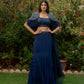 Adamya - Blue Skirt Top with Cape Dupatta