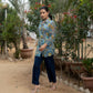Chieory - Blue Printed Button Down Top with Pant Set