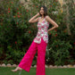 Gul-posh - Hot Pink Printed Short Kurta with Bellbottom