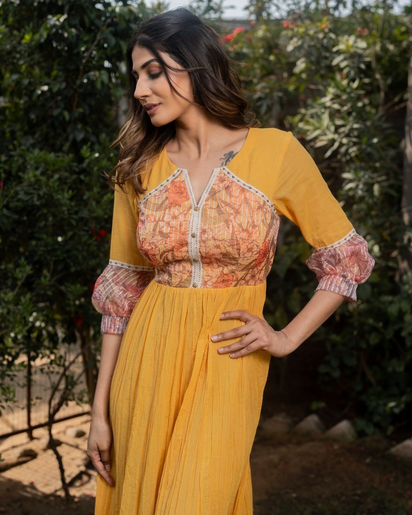 Rosehips - Yellow Embroidered Maxi Dress