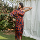 Forget Me Not - Rust and Blue One Shoulder Dress