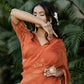 Kesar-Womens Designer Chinon Silk Saree orange with Blouse