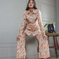 Primrose - Baige with Rust Printed Co-Ord Top and Pant Set