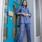 Bluewing- Blue with Baige Printed Top Pant Co-ord Set