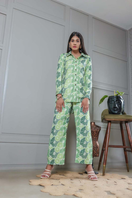 Clematis - Mint Green Printed Top and Pant Co-ord Set