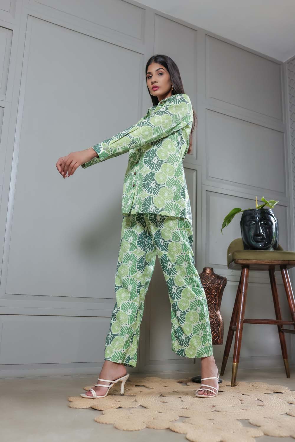 Clematis - Mint Green Printed Top and Pant Co-ord Set