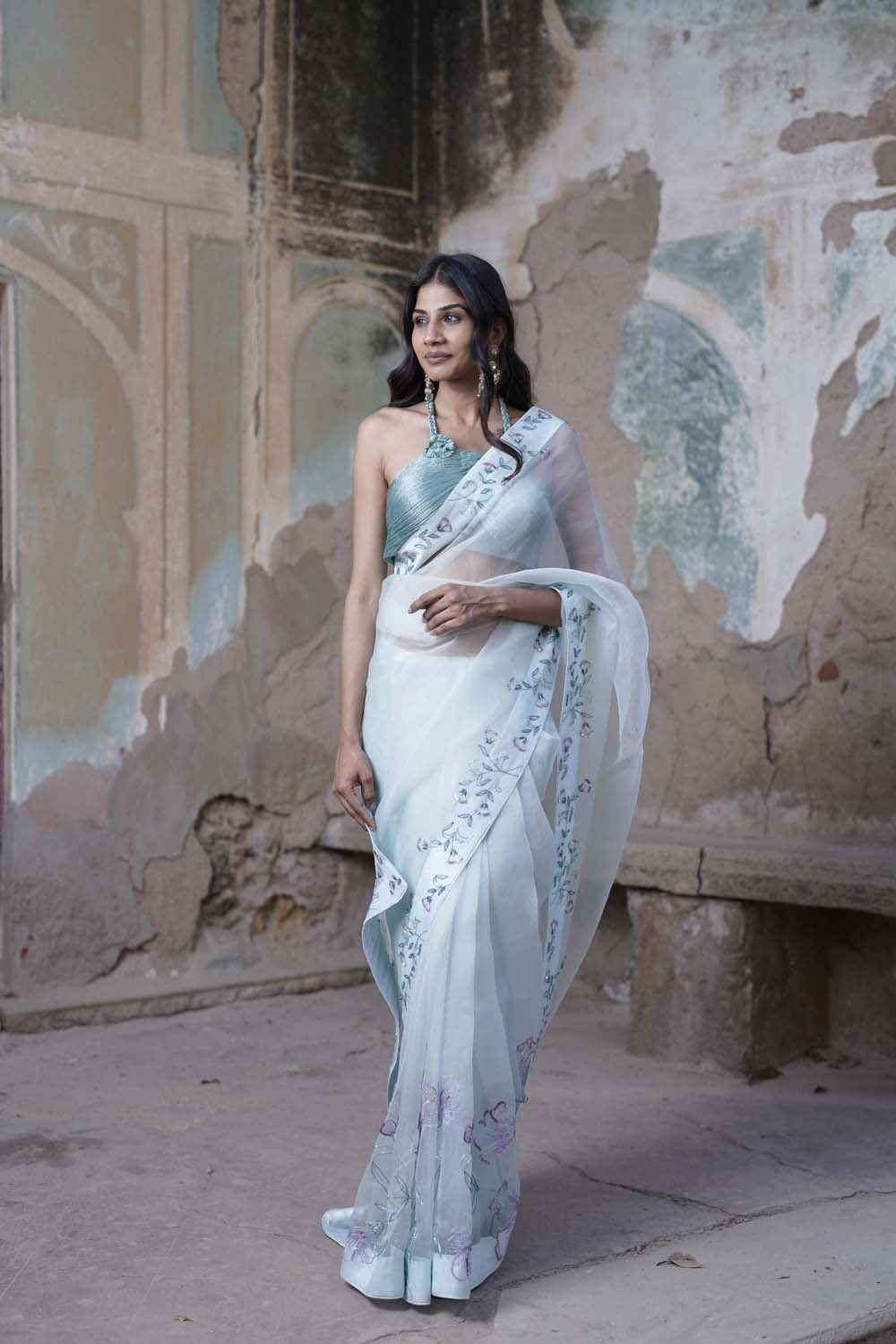 Shatika - Aqua Designer Saree Blouse