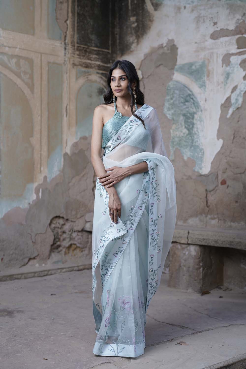 Shatika - Aqua Designer Saree Blouse
