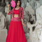 Santhe - Hot Pink Jacket with Bralette and Lehenga Set