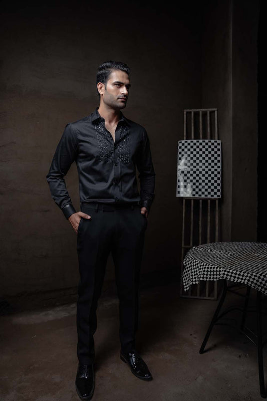 Suboor - Stylish Black Slim Fit Shirt For Mens