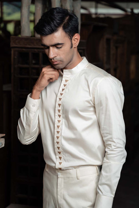 Zafreen - Off White Long Sleeve Shirt for Men's