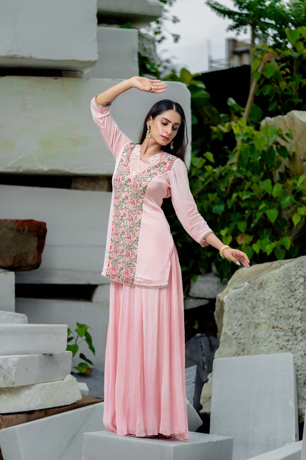 Dogri - Rose Pink Shortkurta Garara Set