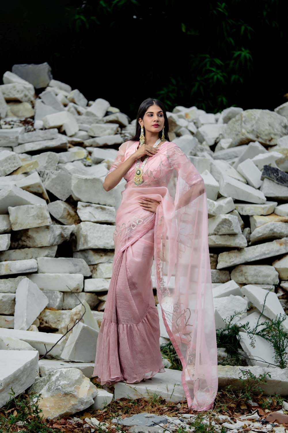 Buy Light Pink Weaving Silk Saree Online