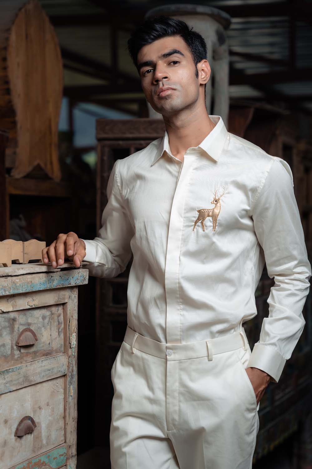 Ahmad - Off White Giza Cotton Shirt for Men's