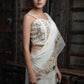 Najakatc- Off White Sleeveless Blouse with  Drapped Saree