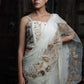 Najakatc- Off White Sleeveless Blouse with  Drapped Saree