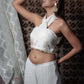 Sahar - Off White Stylish Plazzao With Halter Neck Blouse