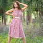 Scaevola - Pink Floral Printed Sleeveless Dress with Belt