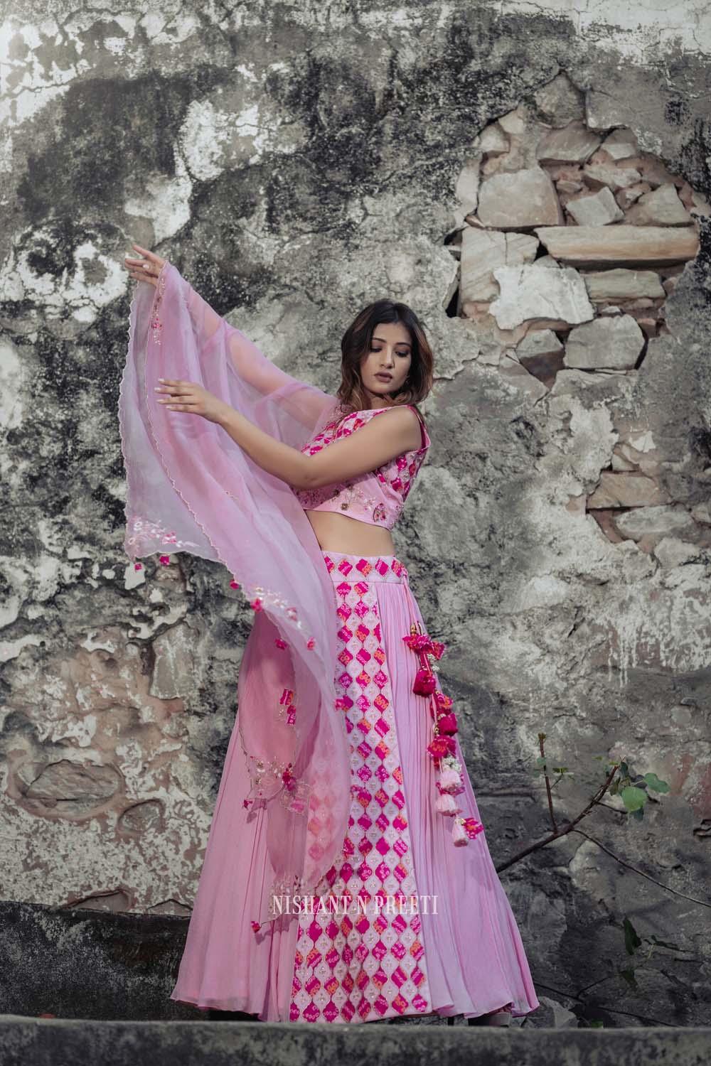 Buy Pink And Grey Lehenga Choli online from Pretty Lady Collection