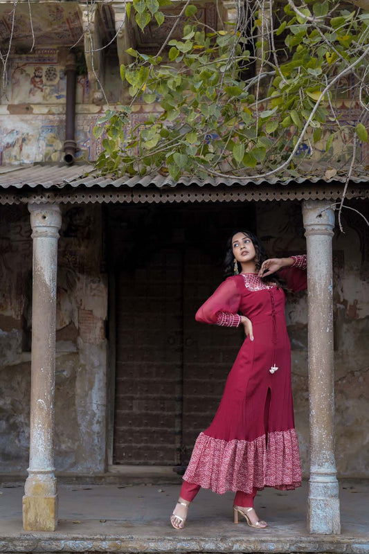 Rusi - Red Anarkali Suit