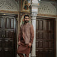 Rajiv - Rose Gold To Brown Shade Kurta Pant & Jacket Set