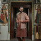 Rajiv - Rose Gold To Brown Shade Kurta Pant & Jacket Set